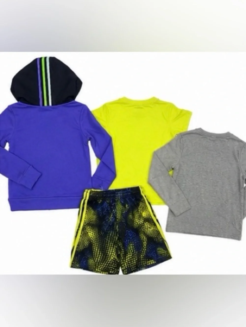Adidas Boys Size 4/5 Bundle Hoodie Shirt Shorts Neon Athletic Set